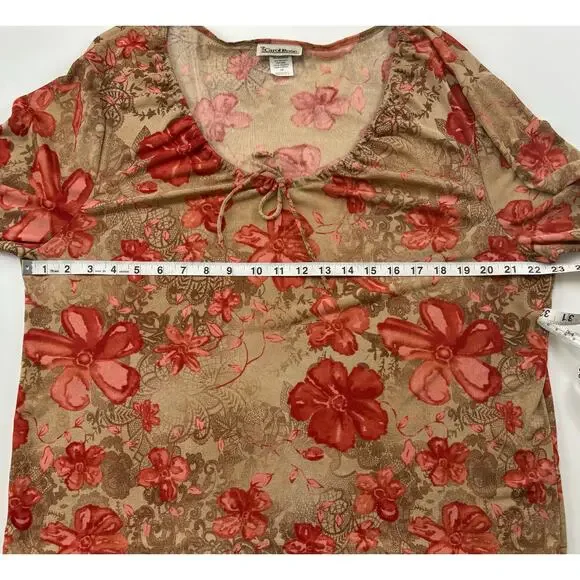 Vintage Carol Rose Floral Y2K Top Size 1X - Picture 9 of 10